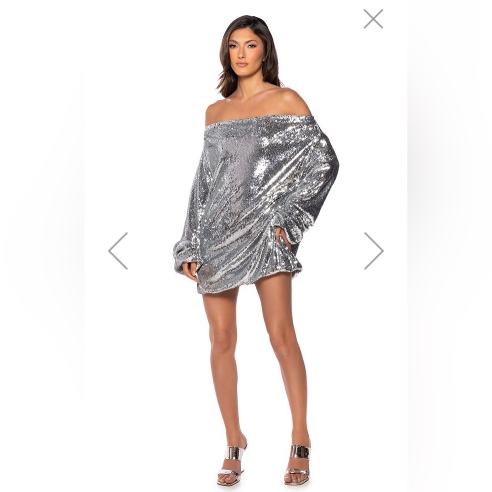 AKIRA Off Shoulder Sequin Dress